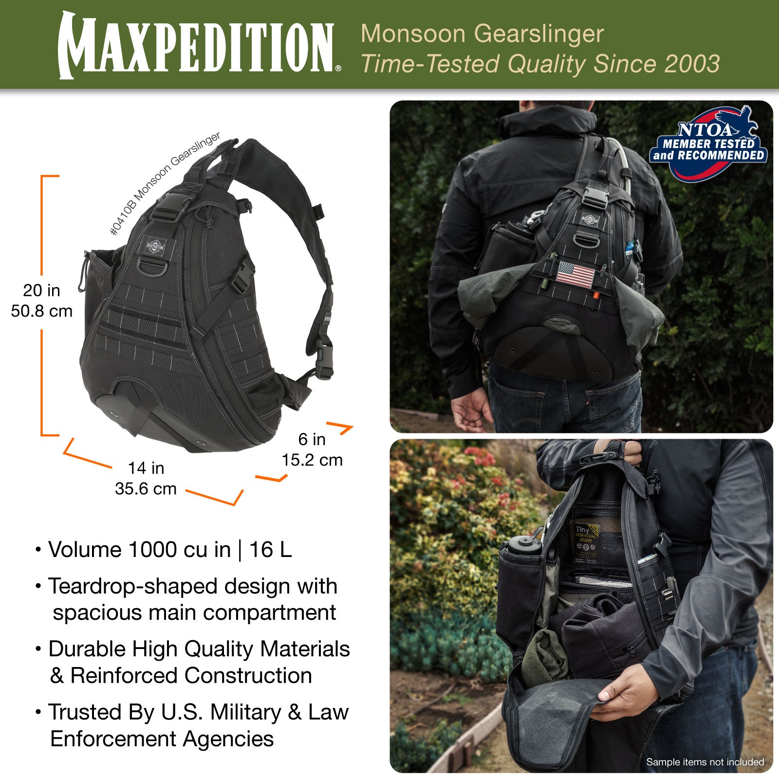 maxpedition-monsoon-gearslinger-sling-rucksack-khaki-16l image 3