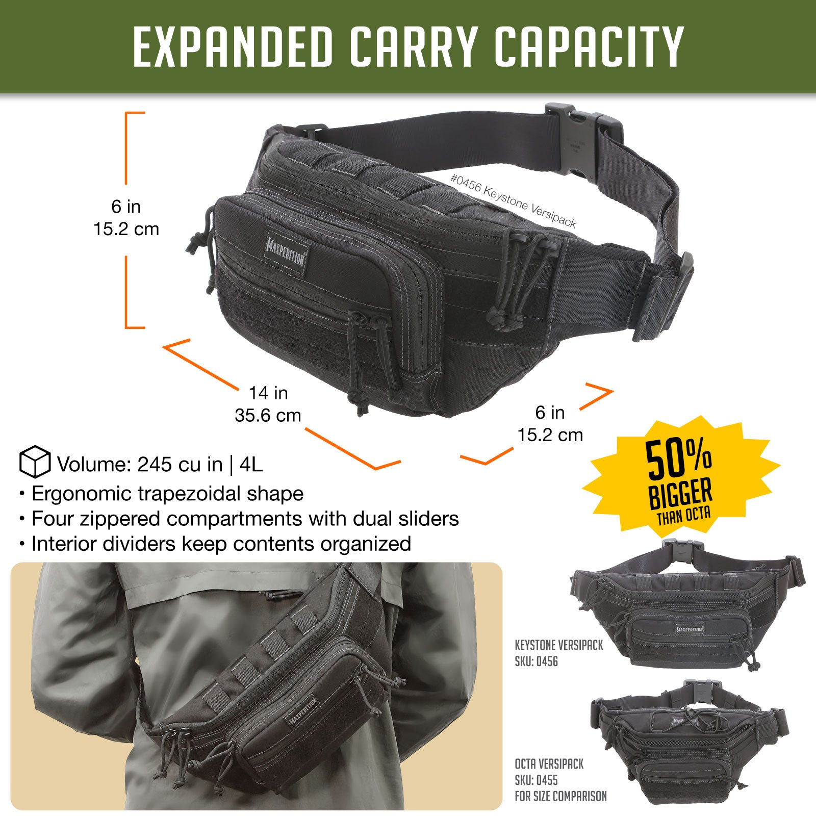 maxpedition-keystone-versipack-schultertasche-schwarz-crossbody image 4