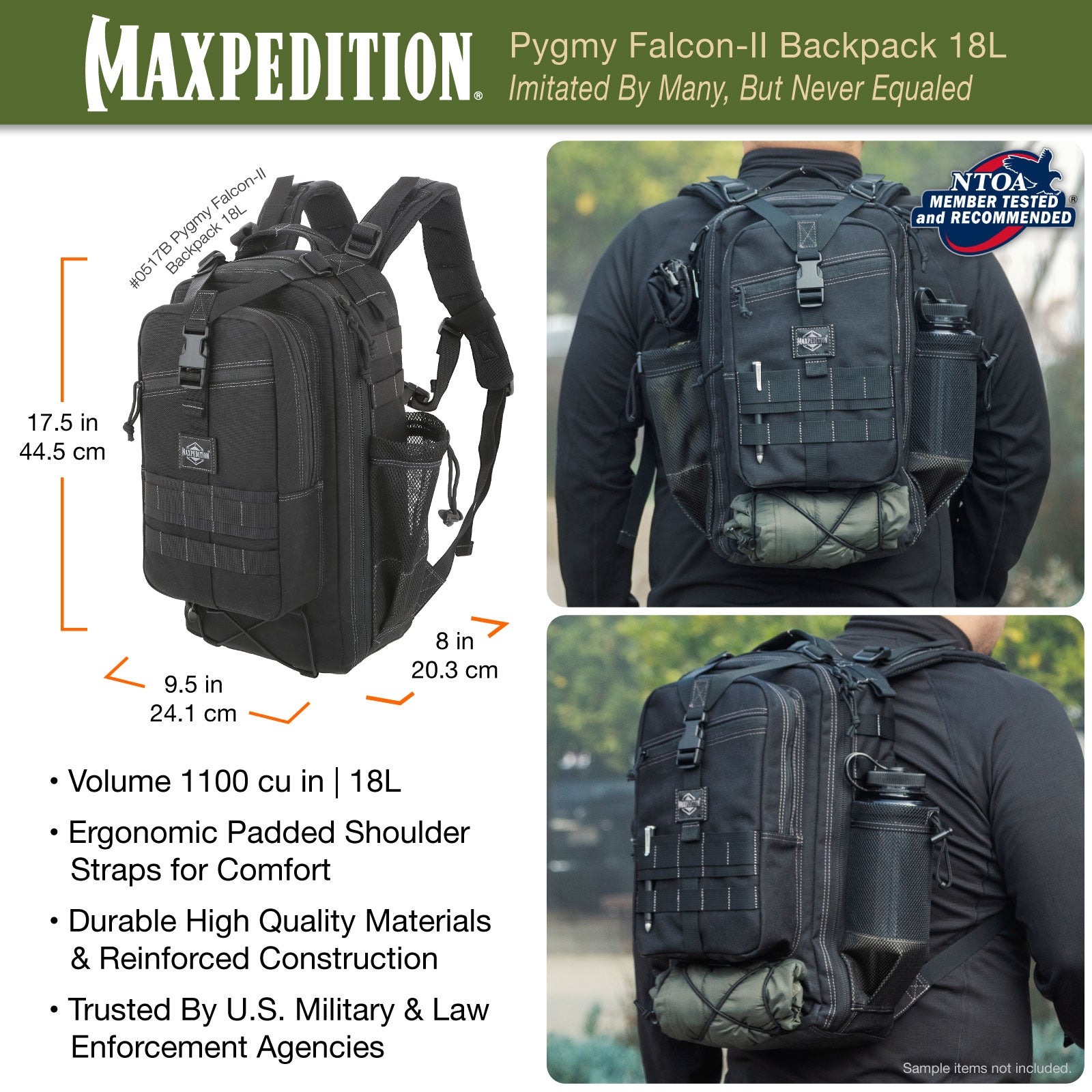 maxpedition-pygmy-falcon-ii-rucksack-18l-black-molle-daypack image 5