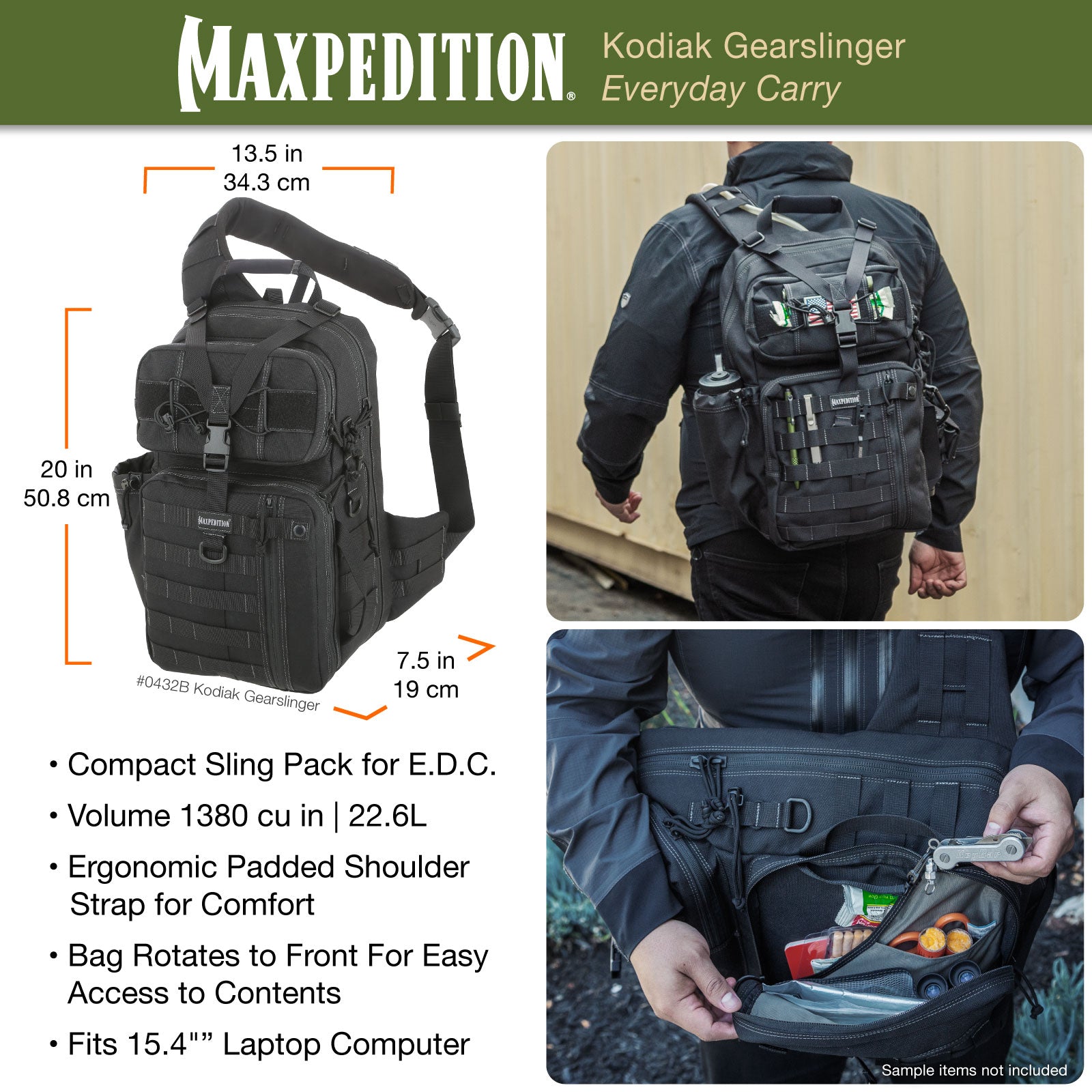maxpedition-kodiak-gearslinger-sling-rucksack-khaki-22-6-l image 5