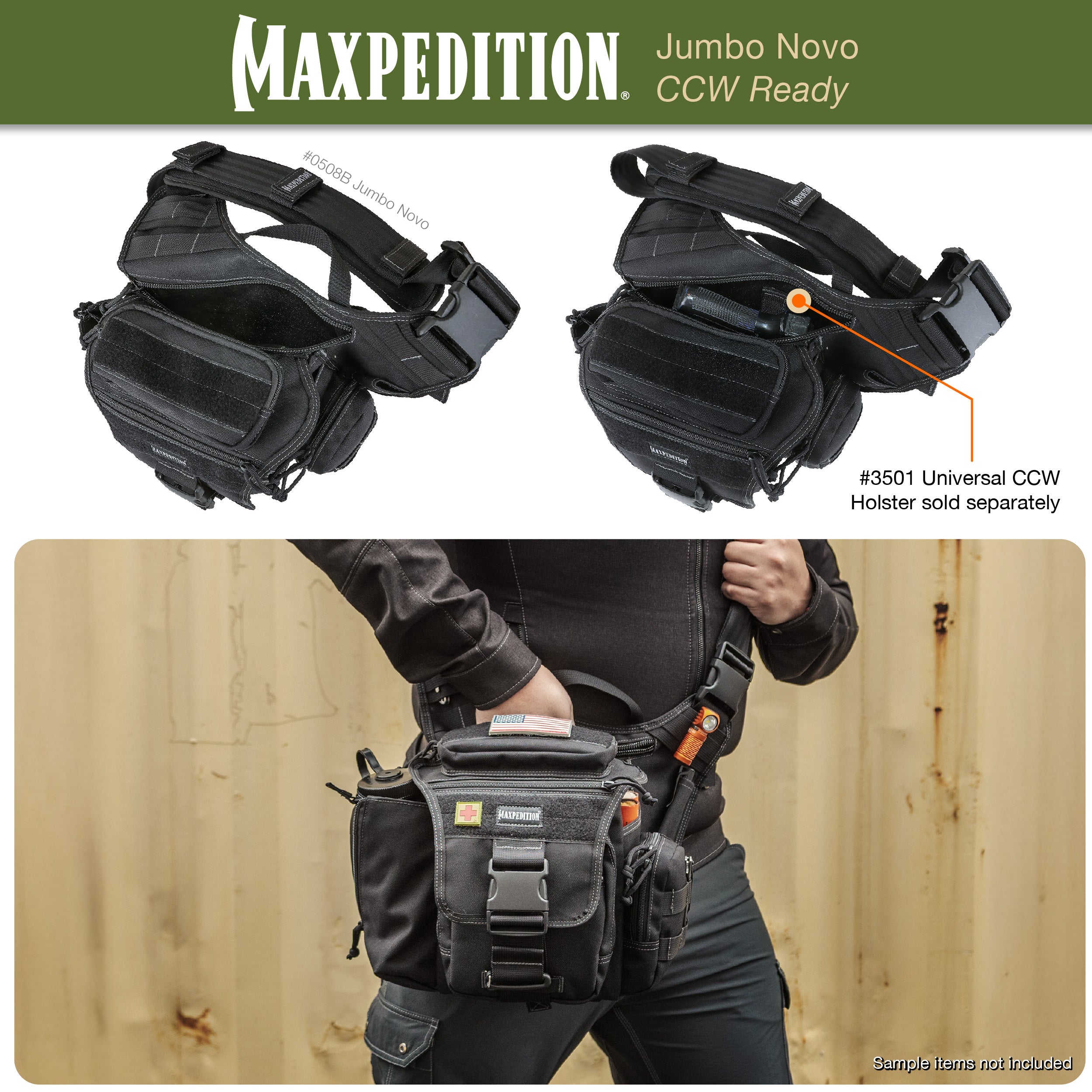 maxpedition-versipack-jumbo-novo-schultertasche-schwarz-9l image 7