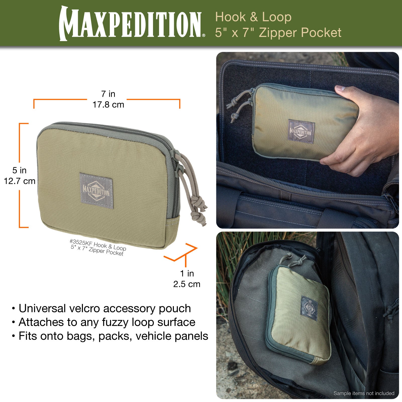 maxpedition-hook-loop-5x7-reissverschlusstasche-khaki image 2
