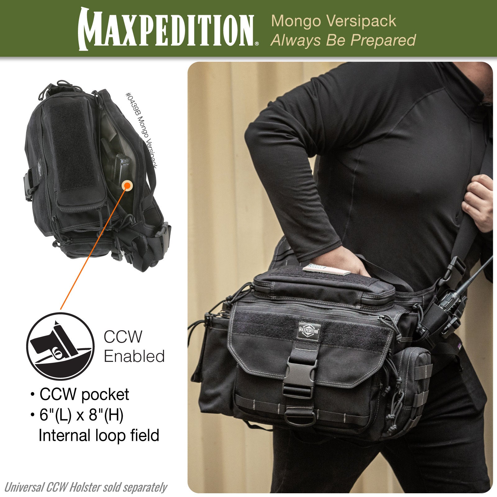 maxpedition-mongo-versipack-schultertasche-schwarz-11-7l image 5