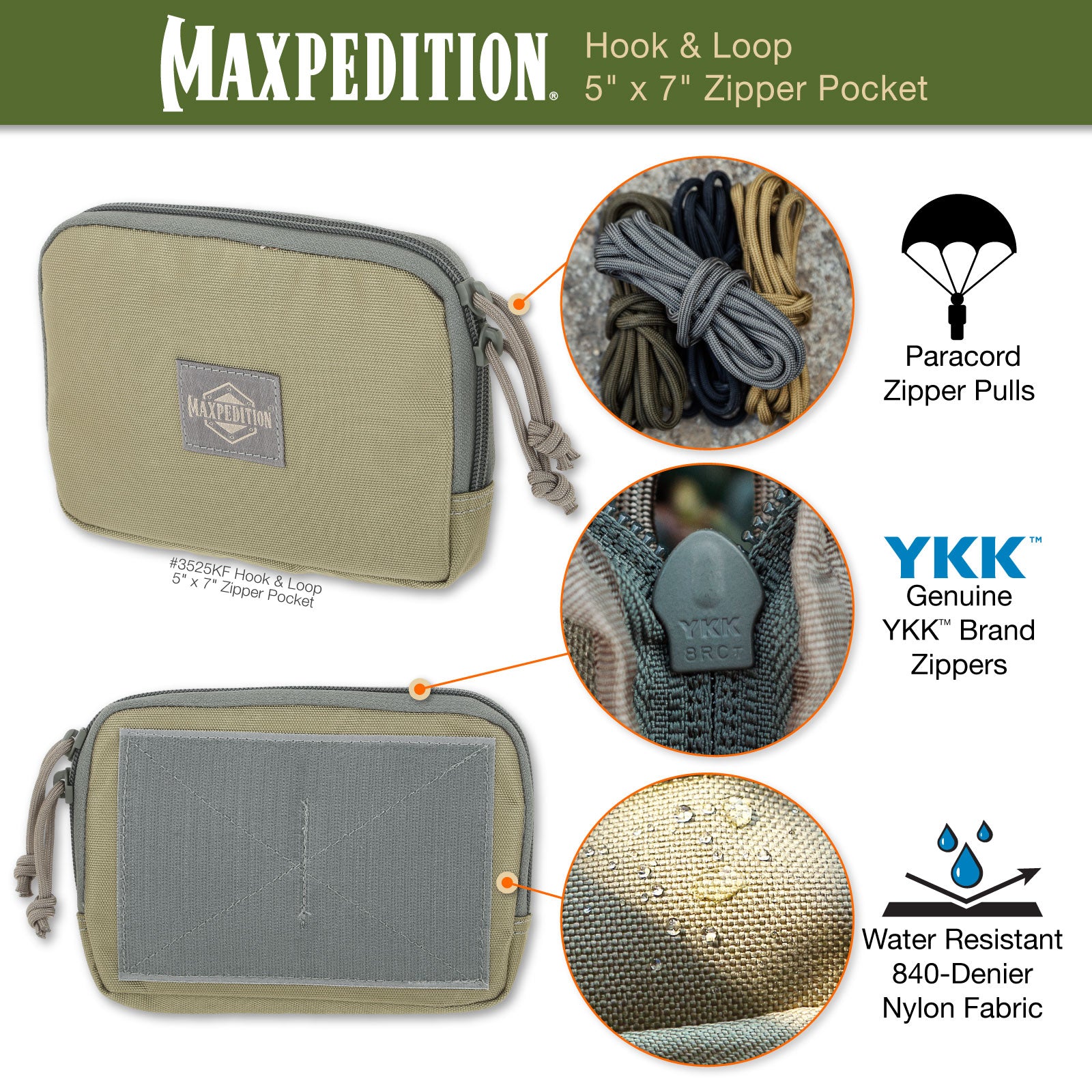 maxpedition-hook-loop-5x7-reissverschlusstasche-khaki image 3