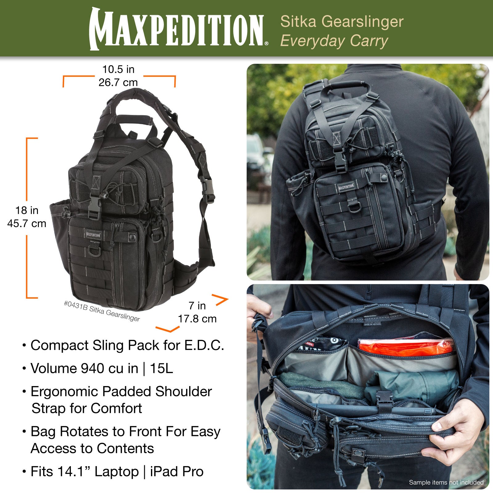 maxpedition-sitka-gearslinger-sling-pack-khaki-15l-laptop image 6